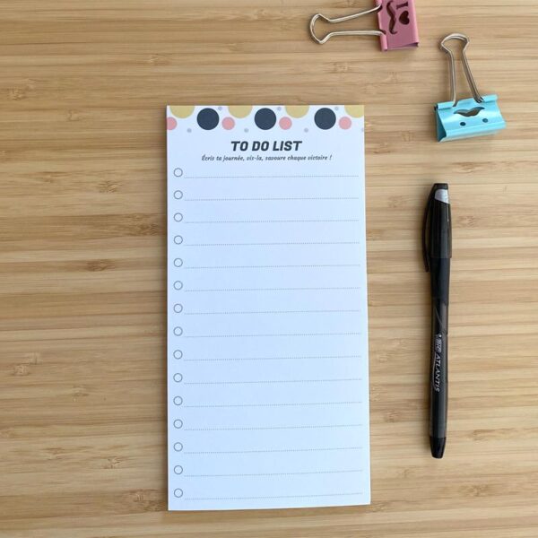 Bloc notes to-do list coloré